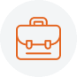 Orange outline of a briefcase icon centered on a light gray circular background, symbolizing Public Service for Boundary County ID. | Boundary County ID